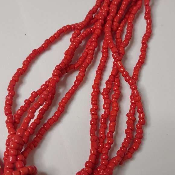 17.75 Inch Red Beaded Large Pendant Necklace - Picture 7 of 11